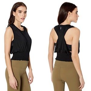 Free People Black Say My Name Crop Smock Top